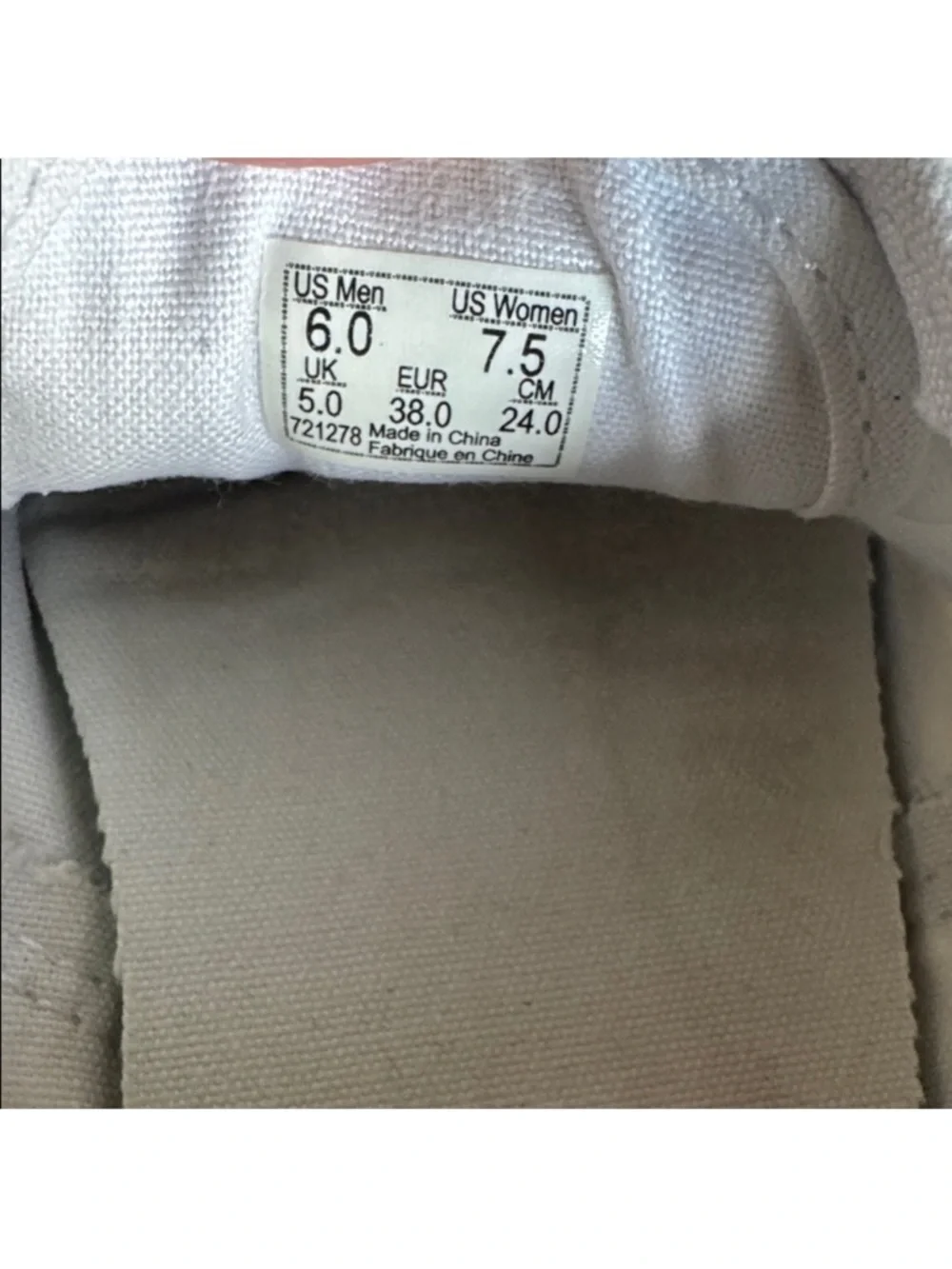 VANS Authentic White Canvas Lace Up Deck Sneaker Shoes 7.5 $55 GUC
